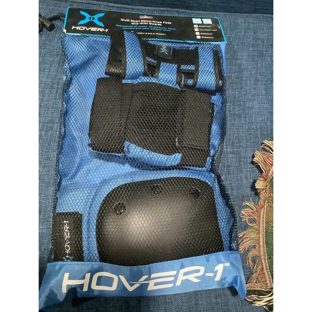 = Hover-1 Ages 8+ Kids Knee Pads Elbow Wrist Guards Mesh Bag H1APDCLMBLU